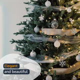 7405.60/50-919 Snowflake 2.5" X 50 Yd Nylon Sheer Wired Glitter Ribbon, Red/Silver, Ribbon Art Supplies For Christmas Decorations, Indoor Christmas Ribbon For Gift Wrapping Art Set