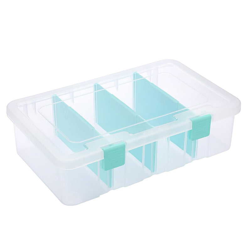 Clear Plastic Dividing Storage Box With 4 Compartments Adjustable Stor