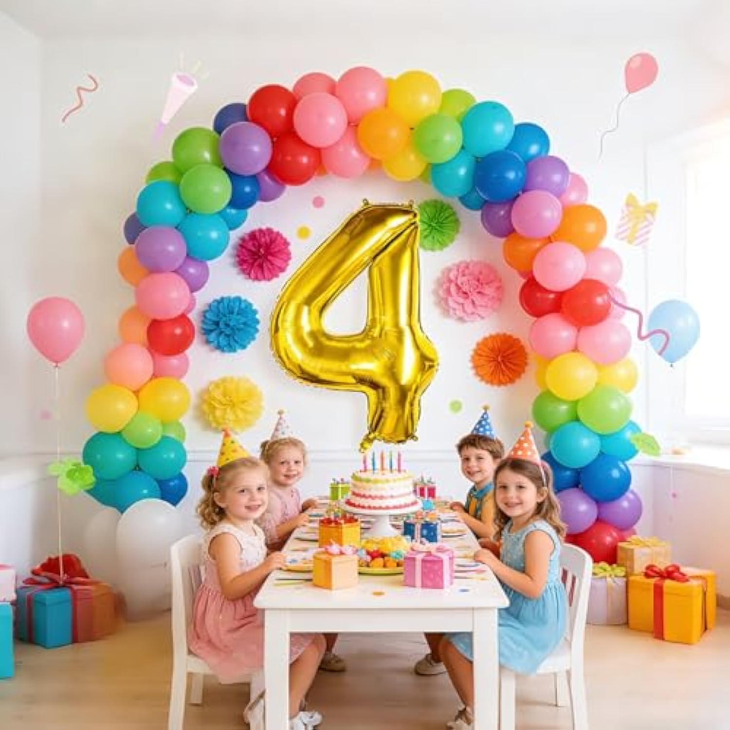 40 Inch Number Balloon 0-9 Gold Large Number 4 Balloons,Digital Balloons For Birthday Party Celebration Decorations Supplies, Helium Foil Number Balloons For Wedding Anniversary