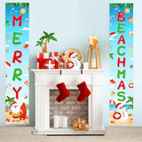 July Christmas Decorations, Coastal Christmas Party Door Banner Coastal Beach Merry Beachmas Garden Banner For Summer Party