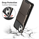 For Iphone 14 Case Wallet Cover 4-Card Credit Card Holder Id Slot Scratch Resistant Dual Layer Hybrid Protective Hard Shell Rugged Tpu Bumper Armor Case For Iphone 14 Case 6.1 Inch Gun