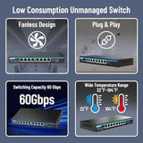8-Port 2.5G Poe+ Switch Unmanaged, 96W Ieee 802.3Af/At, 8×2.5Gbe Poe + 1×10G Sfp+ Uplink, Fanless Metal Desktop/Wall Mount, Plug & Play For Wifi 6/6E Ap, Ip Cameras, Nvr
