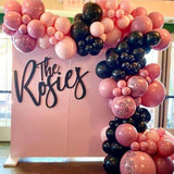 140 Pcs Black And Pink Balloon Garland Kit, Black, Pastel Pink, Dusty
