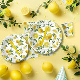Lemon Party Decorations Tableware, Disposable Summer Theme Lemon Birthday Party Supplies, Paper Plate, Napkin, Cup, Cutlery, For Birthday Baby Shower Bridal Shower, 24 Guests