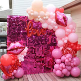 139pcs Valentines Day Balloon Arch Garland Kit, Pink Red Rose Red Balloons with Large Lip Love Foil Balloon for Women Girls Valentine's Day Mother's Day Wedding Decoration