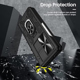 For Galaxy Z Fold 3 Case With Camera Cover, Hinge Protection Case With Front Screen Protector & 360°Ring Magnetic Kickstand Protective Armor Cover For Samsung Galaxy Z Fold 3 Midnight Black