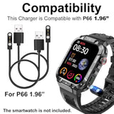Smart Watch Charger Cables Compatible With Hvlgmrc Masvvpi P66 1.96 Inches Rugged Smart Watch, 2-Pack