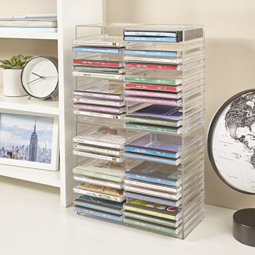 Stackable Clear Plastic CD Organizer with Rubber Feet