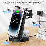 3 In 1 Charging Station For Iphone, Wireless Charger For Iphone 16E 16 15 14 13 12 11 X Pro Max & Watch - Wireless Charging Station For Airpods 4 3 Pro