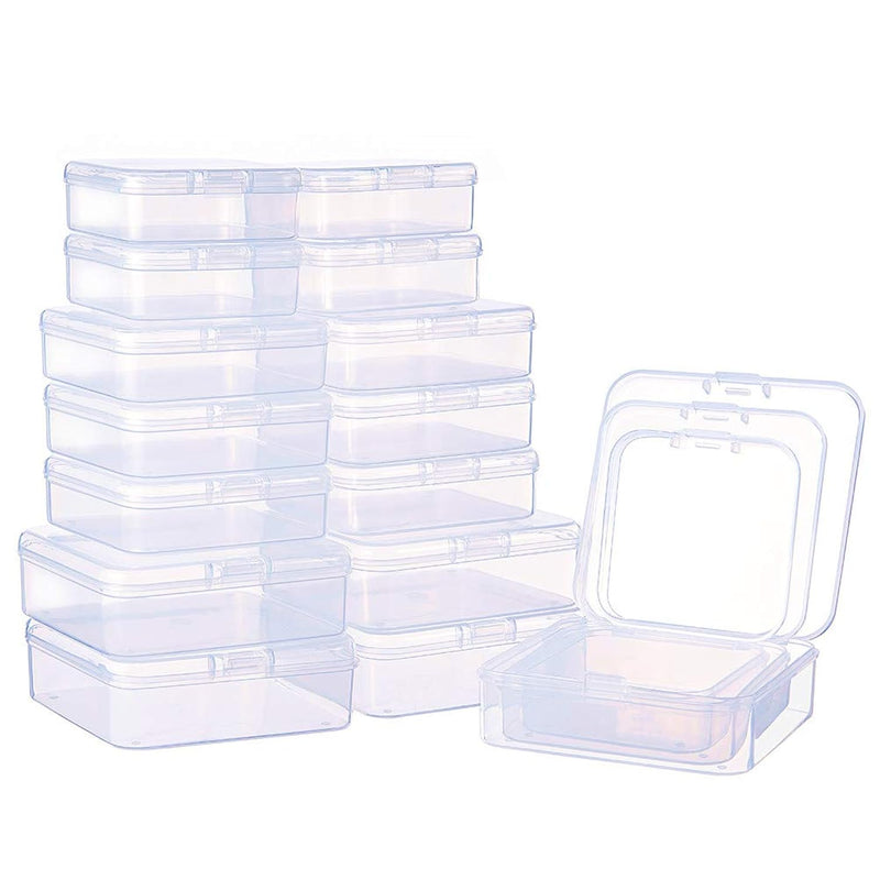 27 Pack 3-Size Square Mini Clear Plastic Bead Storage Containers Box Case With