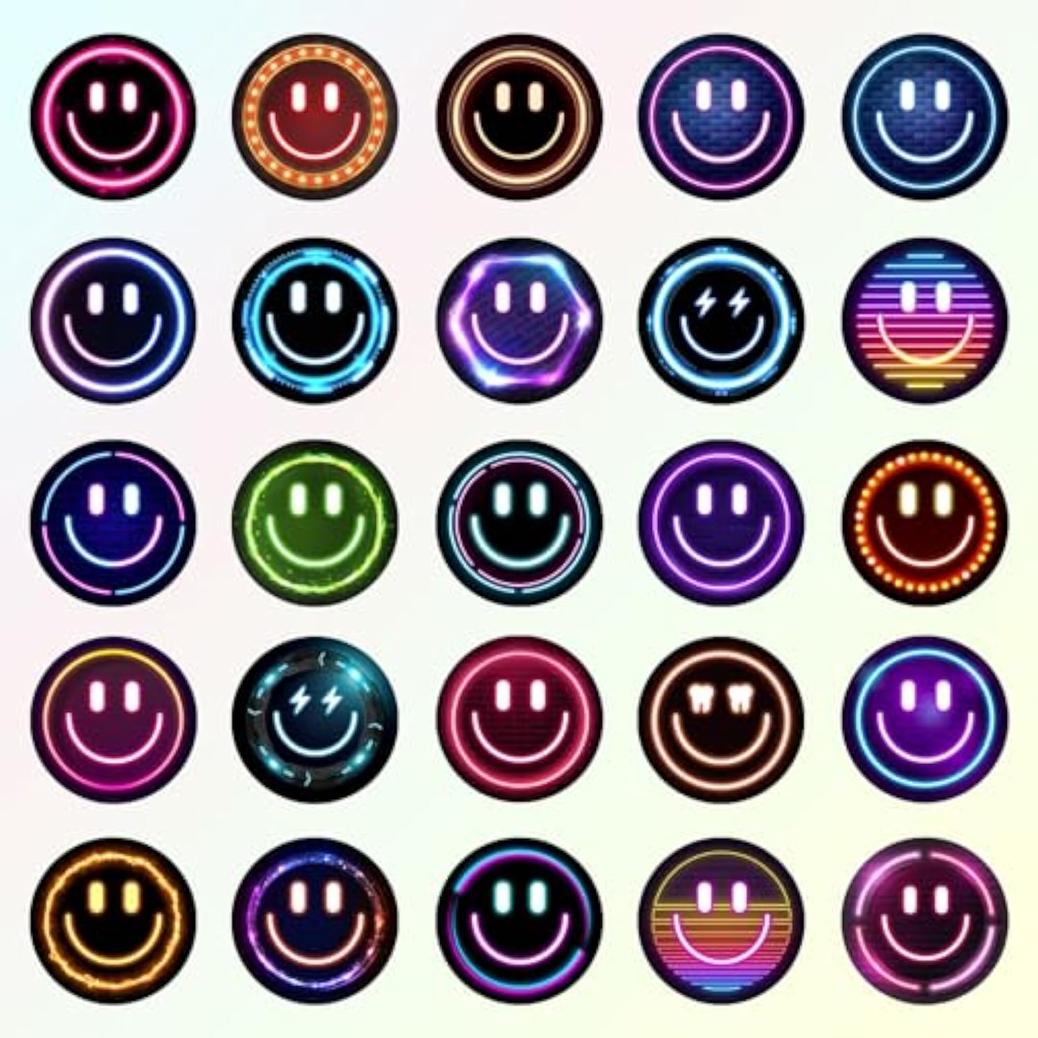 50Pcs Smiling Neon Stickers, Cute Water Bottle Stickers For Kids, For Teaching Rewards, Notebooks, Stationery, Luggage, Cartoon Pvc Happy Stickers