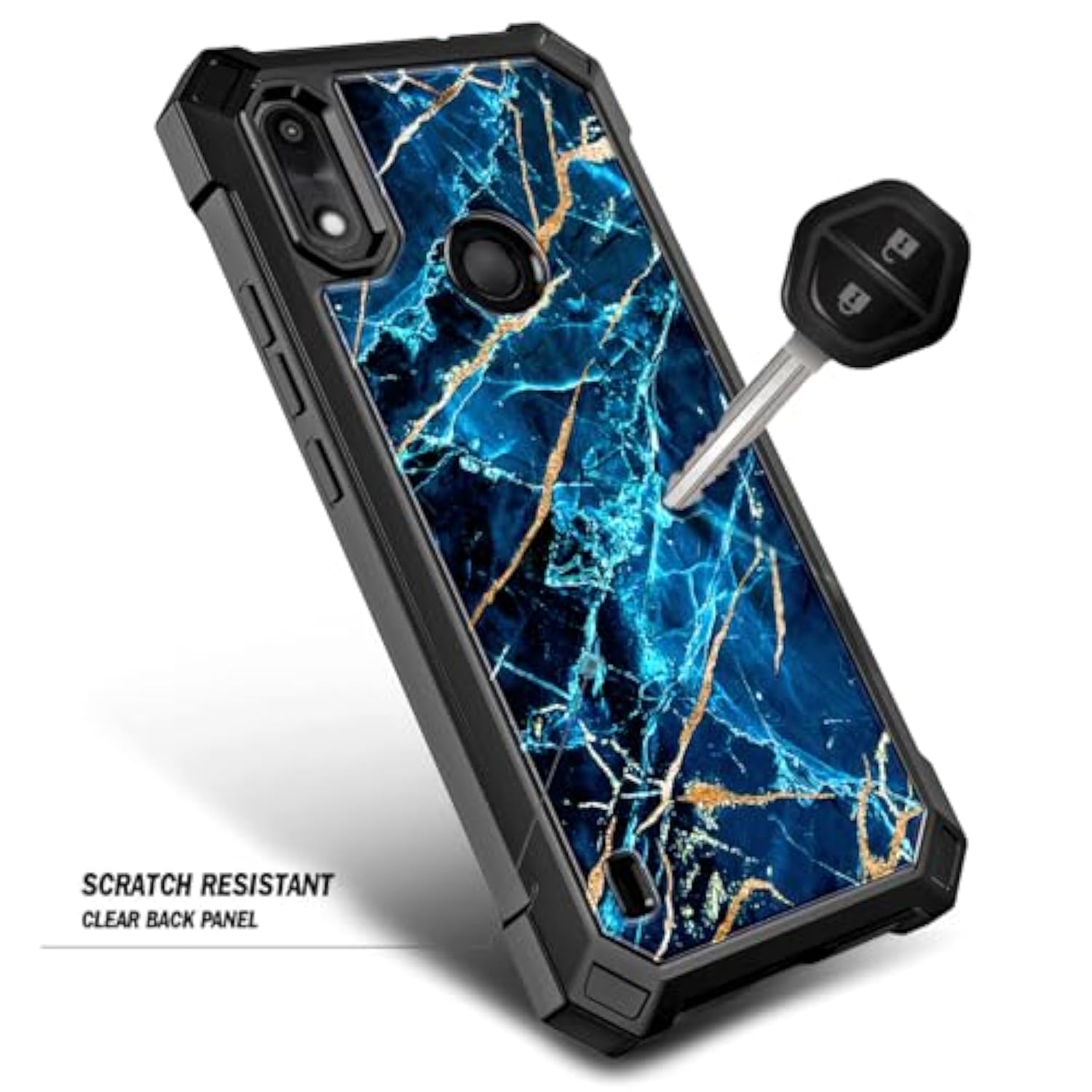 Compatible With Gabb Phone 4 Case With Tempered Glass Screen Protector, [16Ft Military Grade Drop Tested] Full-Body Protective Shockproof Rugged Bumper Cover (Sapphire)