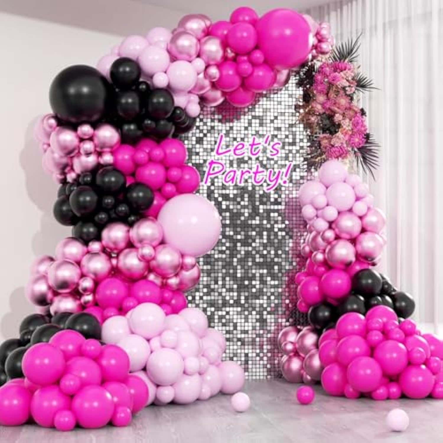 Pink & Black Balloon Arch Kit: Birthday, Baby Shower Decor