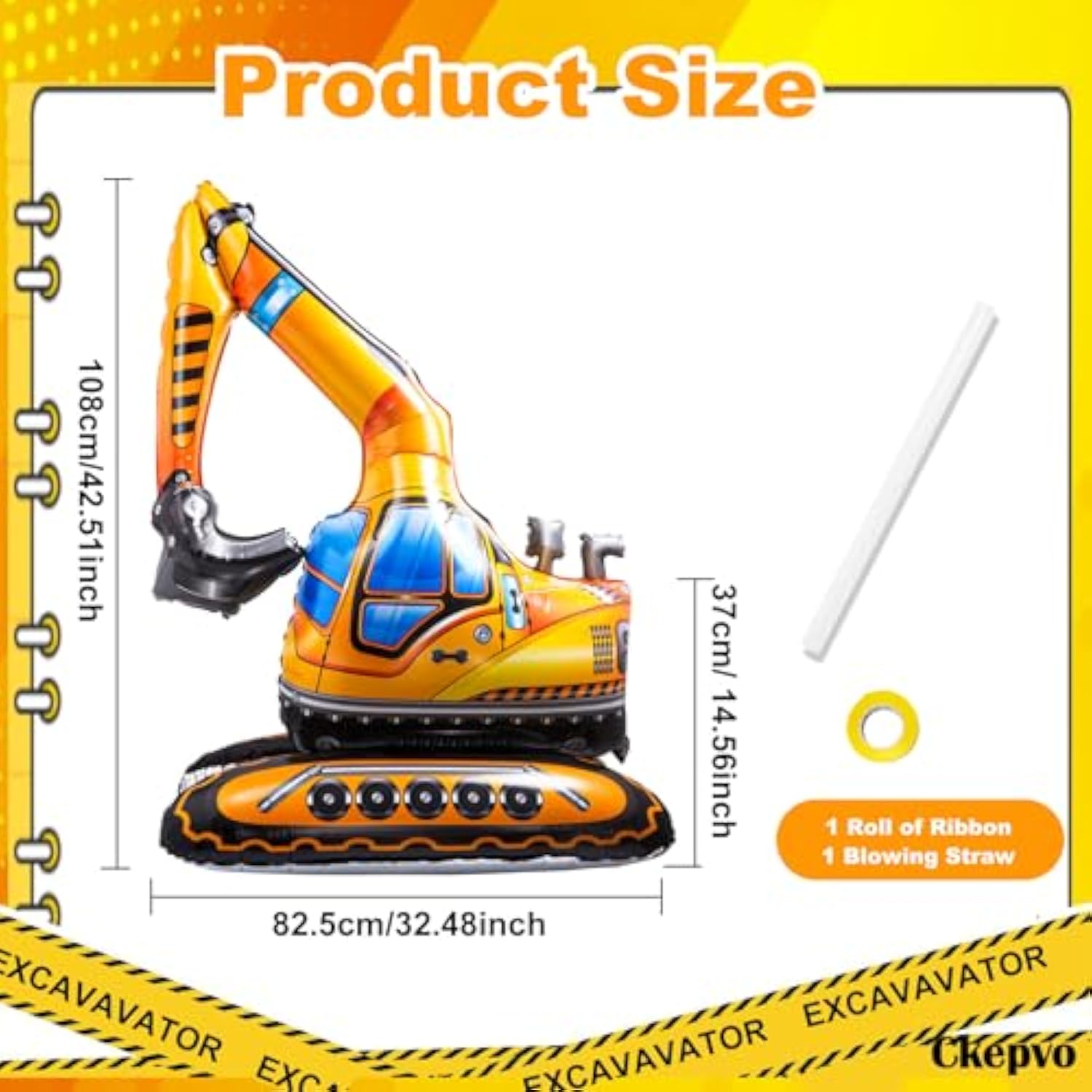 Excavator Balloon Construction Birthday Party Supplies Self Standing 4D Construction Balloons,Extra Large Construction Balloon For Construction Birthday Party Decorations (3D Digger)
