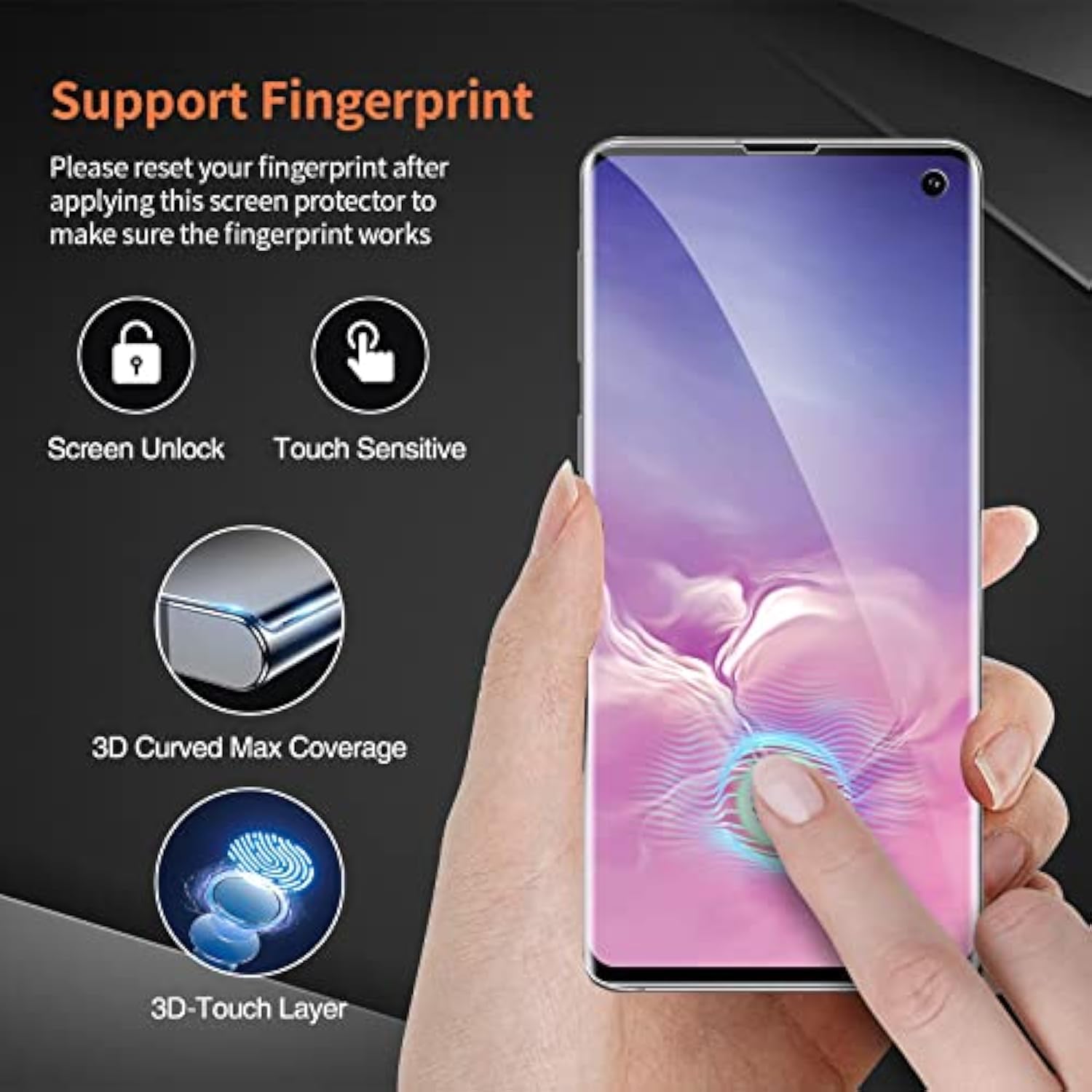 2 Pack Tpu Privacy Screen Protector For Samsung Galaxy S10 6.1 Inch[Not Glass], True 28° Anti-Spy, Fingerprint Unlock Support, High Sensitivity, Case Friendly