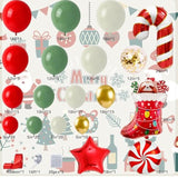 Christmas Balloon Arch Garland Kit 159Pcs Red Sage Green Gold Balloons With Candy Cane Swirl Christmas Stocking Foil Balloons Friendsmas Santa Ugly Sweater Party Decorations
