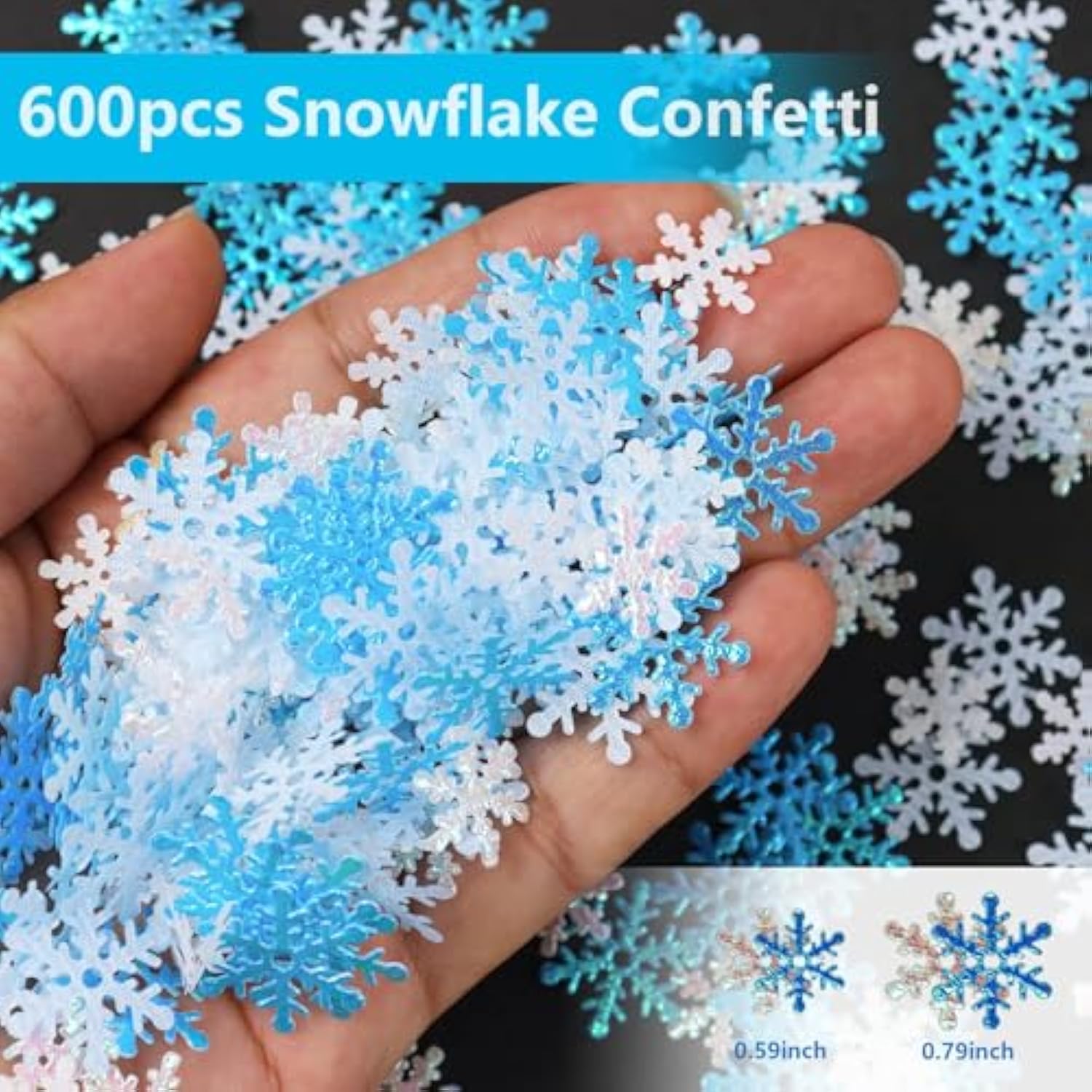 Frozen Winter Wonderland Party Decorations - 12Pcs Blue White Snowflake Honeycomb Table Centerpieces And 600Pcs Snowflake Confetti For Christmas Holiday Winter Birthday Baby Shower Party Supplies