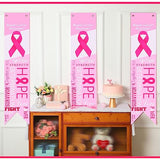 12 Pcs Breast Cancer Awareness Banner Accessories Pink Ribbon Sign