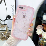 For Iphone Se/Iphone 8/7 Case,Cute Clear Glitter Curly Wave Design Transparent Bling Shiny Protection Soft Tpu Shockproof Phone Cover For Women Pink