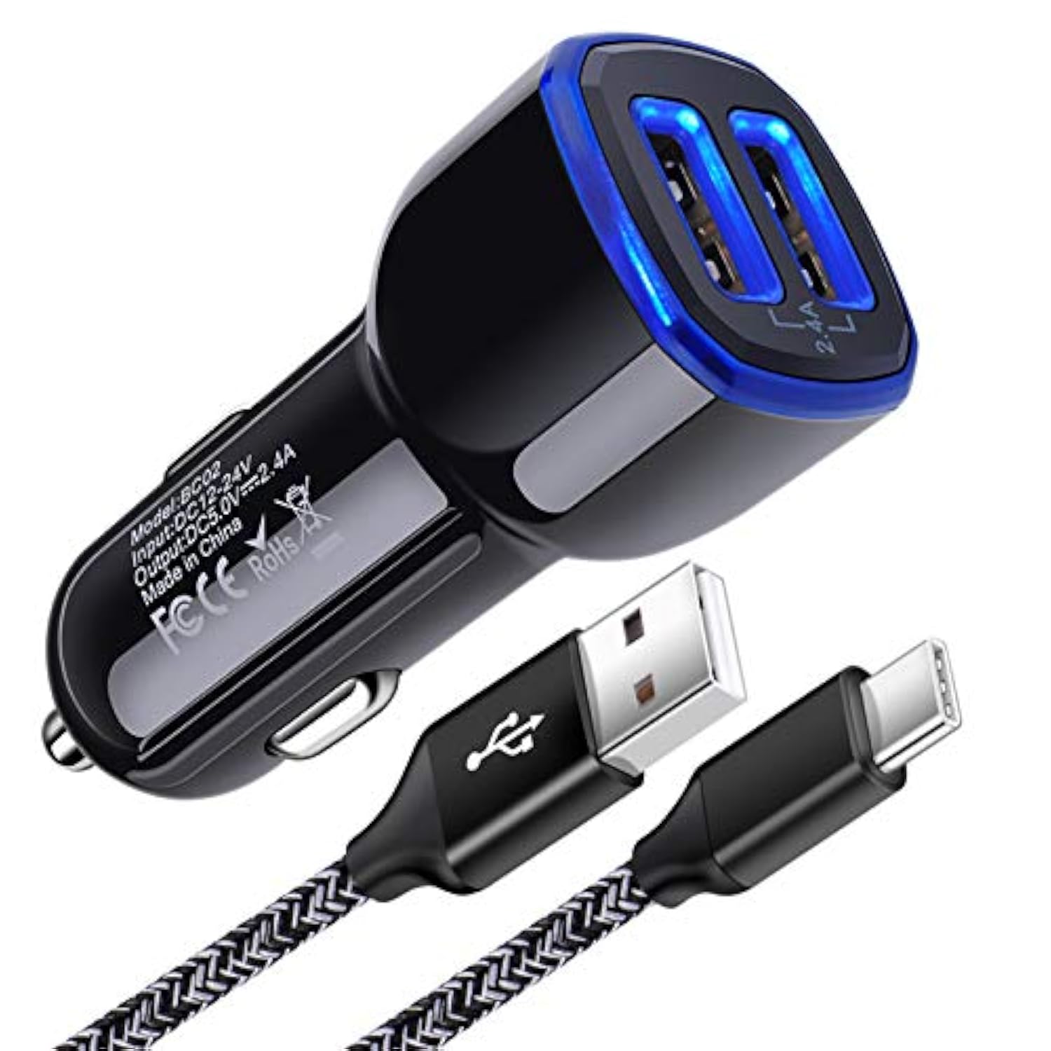 Car Charger For Samsung Galaxy A21 A11 A51 A20 A01 A10E A9 A50 A71 A15 5G A14 A13 A35 A53 A54 A55 A12 A52 A24 S25 S24 S23 Fe S22 S21 S20 Ultra Note 20, Car Charger Adapter, Type C Fast Charging Cable