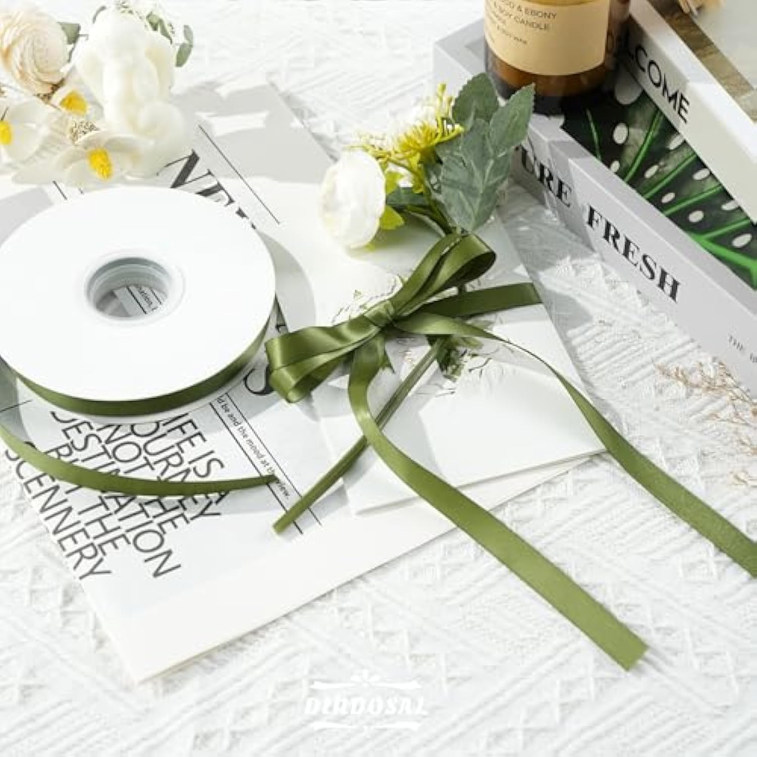 Moss Ribbon 1/2 Inch Moss Green Satin Ribbon Green Silk Ribbon For Wed