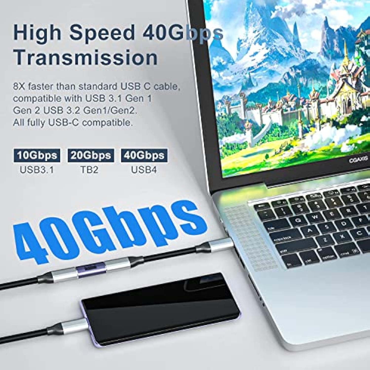 Usb C Coupler Adapter 40Gbps [2 Pack] Usb C Type C Angled Usb-C Female To Fema