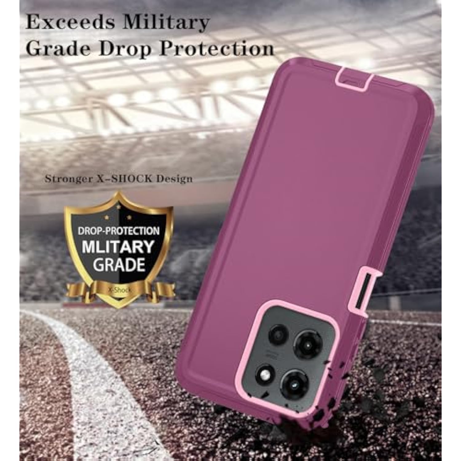 Phone Case For Motorola Moto G Power 5G 2025 Case With Hd Screen Protector, Heavy Duty Shockproof & Cover Phone Case (Wineredpink, For Moto G Power 5G 2025)