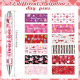 48 Pcs Valentines Day Pens Bulk Valentine'S Day Ballpoint Pens Retractable Heart Black Gel Ink For Wedding Party Exchange Gift Office Supplies