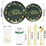 175Pieces Christmas Plastic Plates - Green Plastic Plates And Napkins Include 25Dinner Plate 25Dessert Plate 25Knives 25Forks 25Spoons 25Cups 25Napkins For Christmas