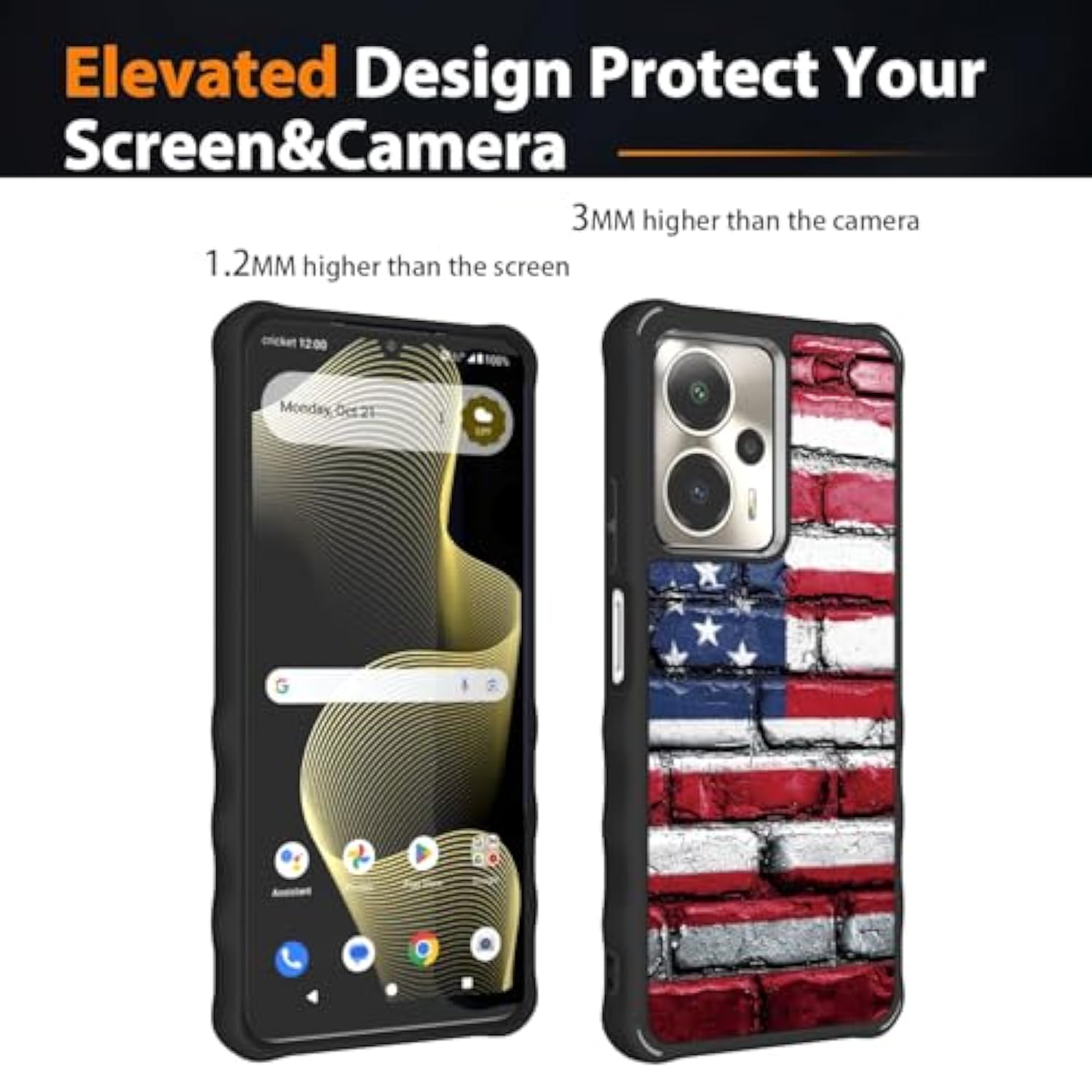 For Cricket Outlast 5G Case Compatible For Att At&T Motivate Pro 5G Phone Case 2024 Cover [With Tempered Glass Screen Protector][Hard Pc + Soft Silicone][Ring Support] [Luminous Effect] Ygh-Gq