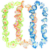 Giant Hawaiian Ruffled Simulated Colorful Luau Silk Flower Leis Jumbo Necklaces For Tropical Island Beach Theme Party Event, Birthday Supplies, Costume (12 Pack)