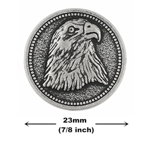 12 Pieces American Eagle Metal Shank Buttons. 23Mm (7/8 Inch) (Antique