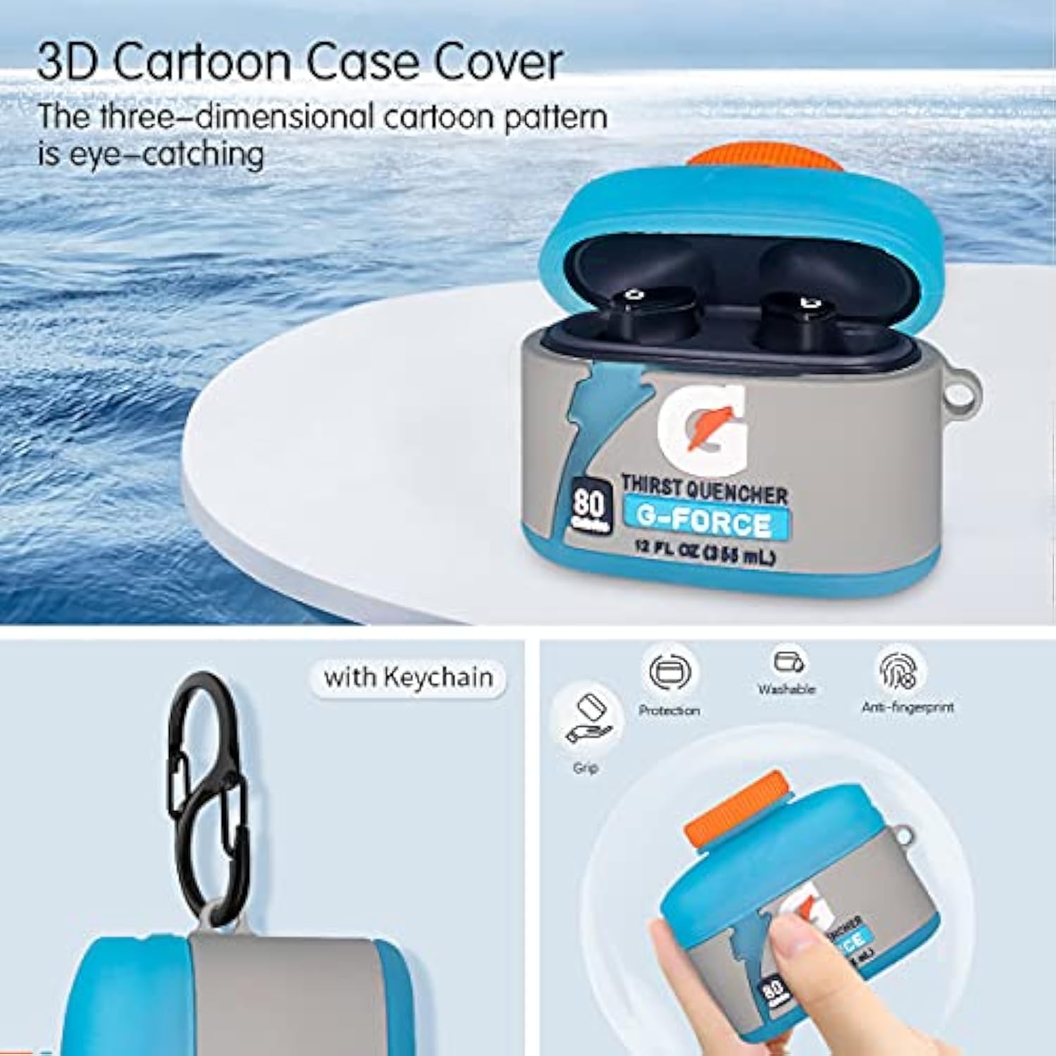 [2Pack] Cute Case For Beats Studio Buds 2021 / Beats Studio Buds Plus Case 2023, Funny 3D Cartoon Food Silicone Skin Cover For Beats Studio Buds Girl Boys Teens (Purple Potato Chips + Sport Water)