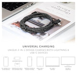 Native Union Belt Cable Duo Pro 240W – 8ft Ultra-Strong Braided Universal Charging Cable – Made with Recycled Materials – 2-in-1 MFi Certified Connectors for Lightning & Type-C Devices (Zebra)