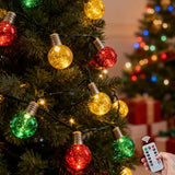 Christmas Lights Indoor Battery Operated, 16Ft Christmas Tree Ball Ornament Lights 20 Led Red Green Gold Globe String Li