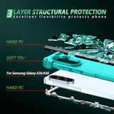 For Galaxy A36 5G/A56 5G Case,Glow In The Dark Three Layer Heavy Duty Shockproof Full Protection Hard Plastic Bumper+Soft Silicone Protective Case For Samsung Galaxy A36/A56 5G 2025,Blue Black