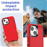 For Iphone 13/Iphone 14 Case(6.1'') With Glass Screen Protector,Heavy Duty Drop Protection Full Body Rugged Shockproof/Dust Proof Military Protective Tough Durable 13/14 6.1''_3, Red Protector