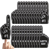 24 Pcs Mini Foam Fingers #1 For Fans Cheerleader, We'Re #1 And Let'S Go Sport Fan Foam Finger, Sports Themed Party Supplies For Baseball Basketball Football Sports Events(Black)