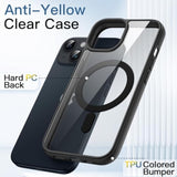 JETech Magnetic Case for iPhone 14 6.1-Inch Compatible with MagSafe, Shockproof Phone Bumper Cover, Solid Color Matte TPU Frame, Anti-Scratch Clear Back (Midnight)