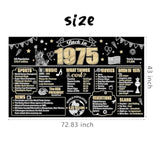 50th Birthday Backdrop: Black & Gold 1975 Party Banner