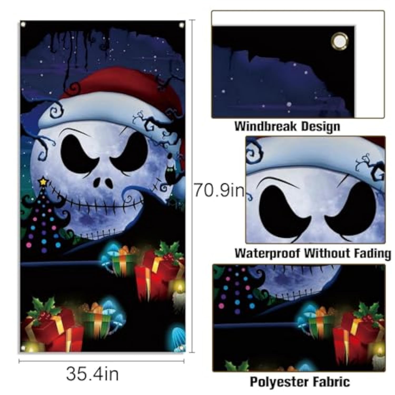 Merry Christmas Door Cover Xmas Halloween Winter Holiday Party Front Door Banner Photography Home Porch Decoration