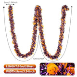 33Ft Halloween Glitter Tinsel Garland with Pumpkins in Orange Black Purple