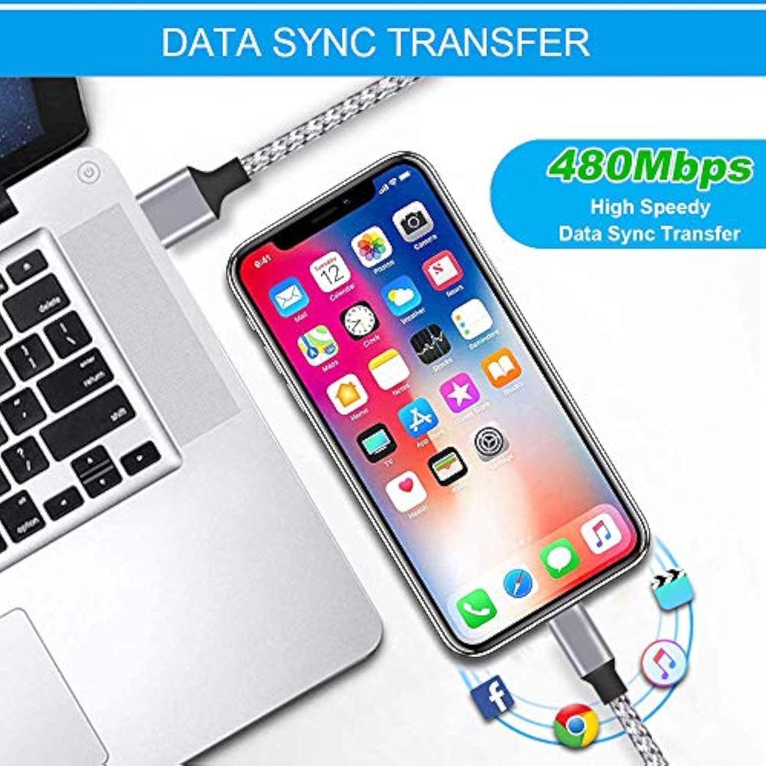 Iphone Fast Charger,Iphone Charger Fast Charging 2Pack Dual Port Usb Wall Chargers Block Adapter Plug Long 6Ft Fast Charging Lightning Cable Cord For Iphone 14 13 12 11 Pro Max Xs X 8 7 Plus Se Ipad