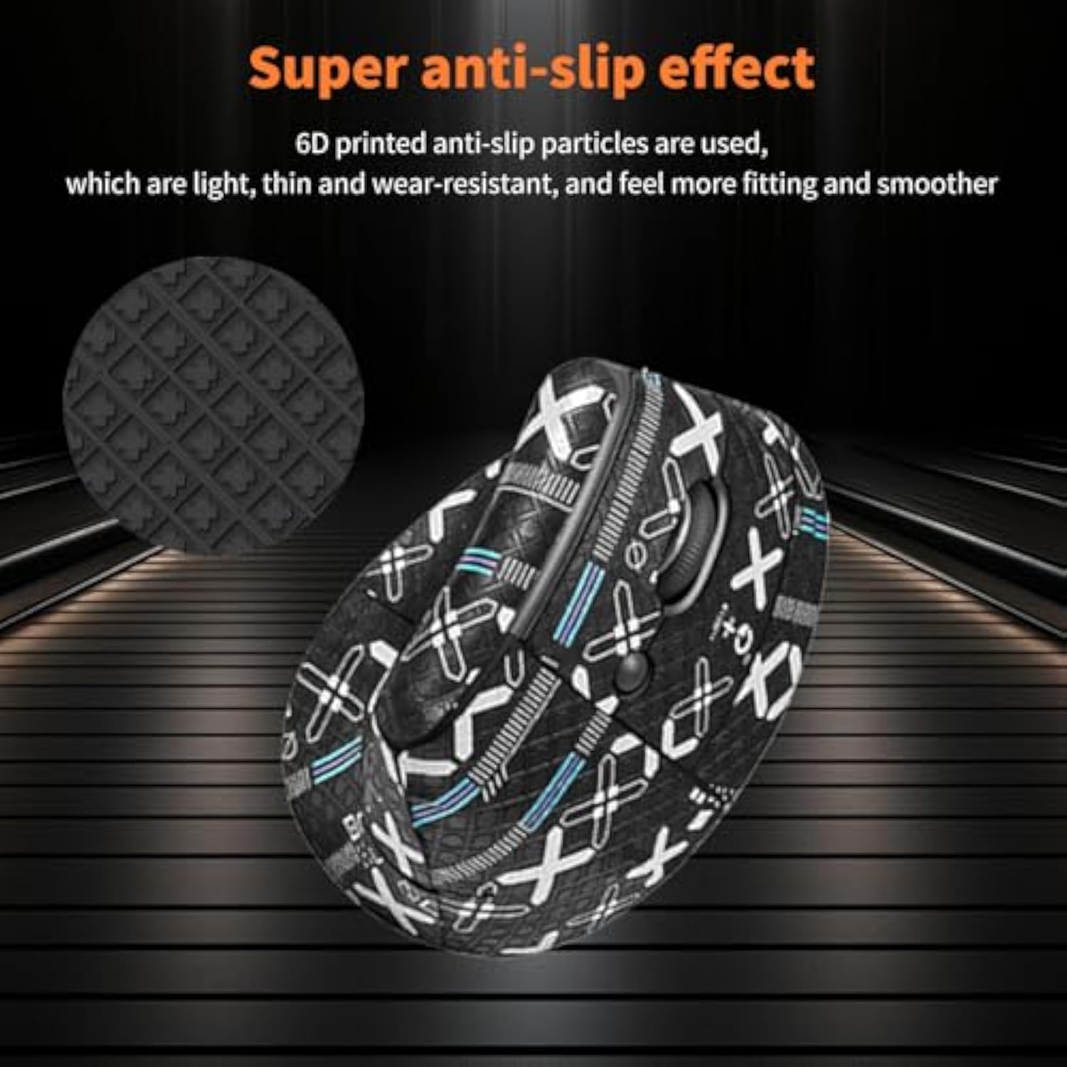 Mouse Grip Tape For Logitech Lift, Rounded Curved Edges Mouse Feet Skates,Self-Adhesive Precut Sweat-Resistant Professional Mice Upgrade Kit(Foot Pad + Black Mouse Grip Tape)