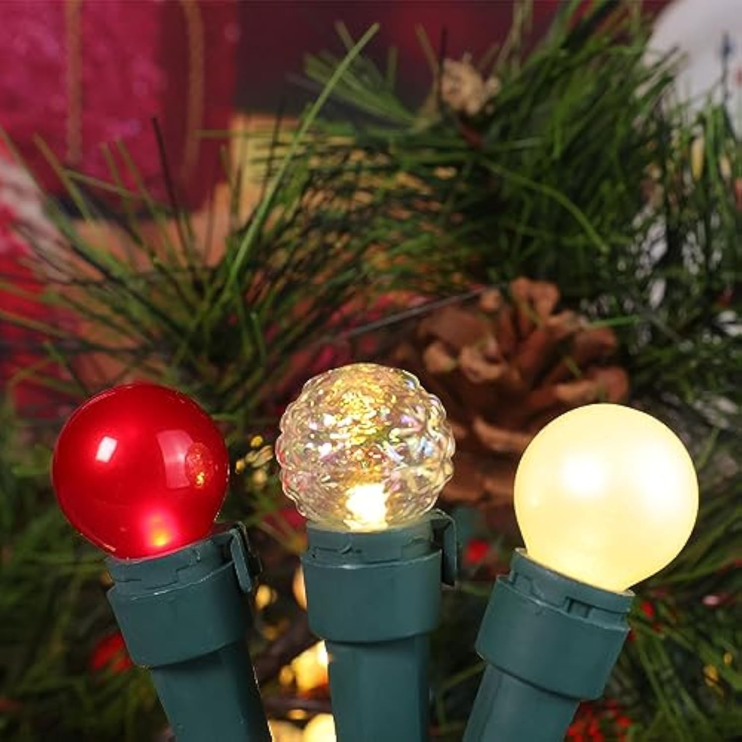 Red And White Christmas Lights Outdoor G15 Pearlized Glass 70 Led 19Ft Mini Globe String Lights For Christmas Tree Indoo