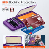 Purple Shockproof Wallet Case for Pixel 9/9 Pro with Card Holder, Kickstand, RFID