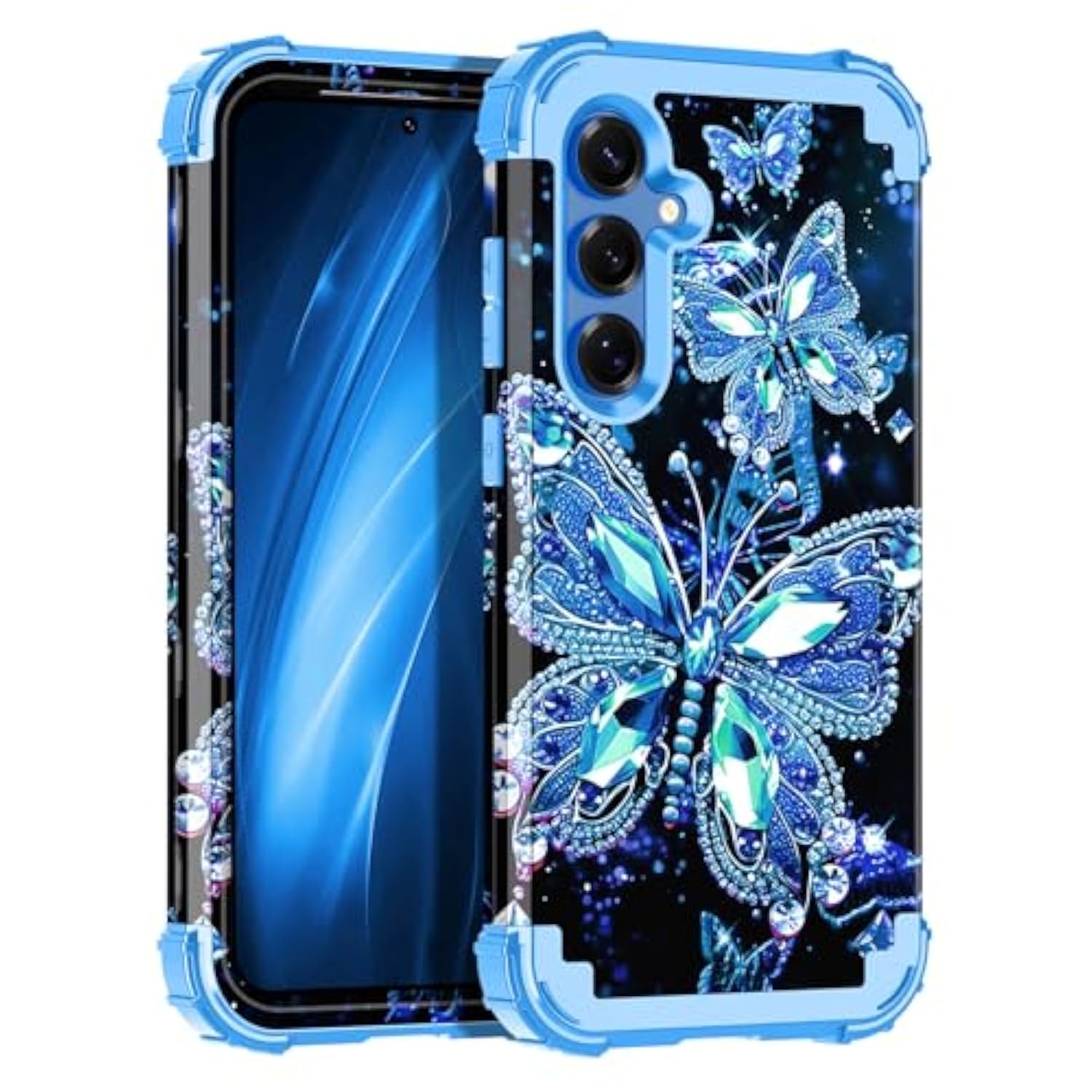 Galaxy S25 Plus 5G Case, Glow in the Dark, Shockproof, Hard Bumper + Soft Silicone