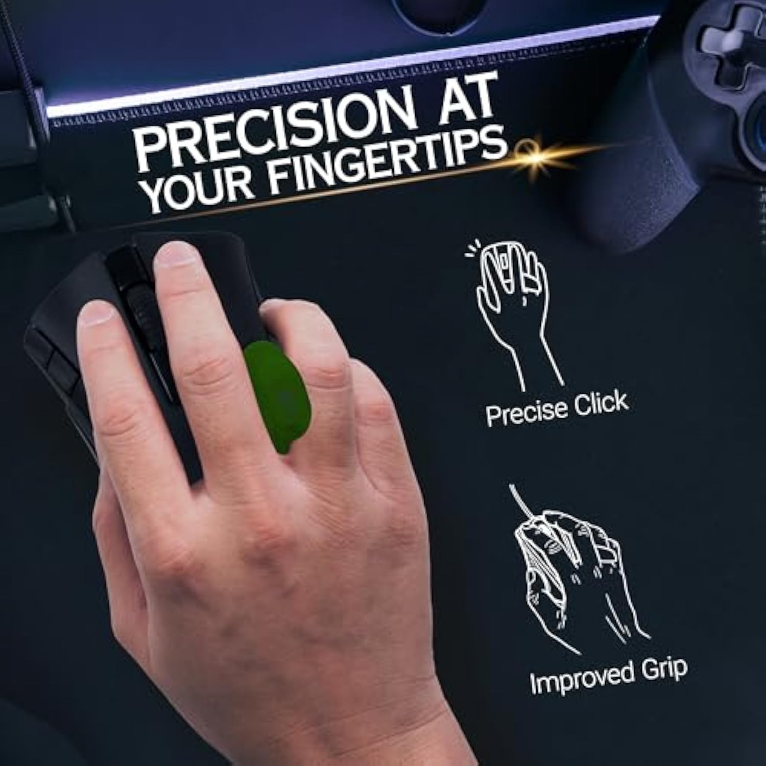 [Gaming Mouse Grip] Delta - Innovate Mouse Grips Accessory That Offers You Unmatched Precision, Stability, Control, And Comfort - Customizable Tpe Mouse Grip Pad Accessory. (Green, Youth)