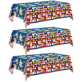 3World Cup Flag Tablecloth International Country Flag Decorations, Disposable Plastic Table Cover for Soccer World Cup Party,Games, Patriotic BBQ, Birthday, Outdoor Picnic Supplies