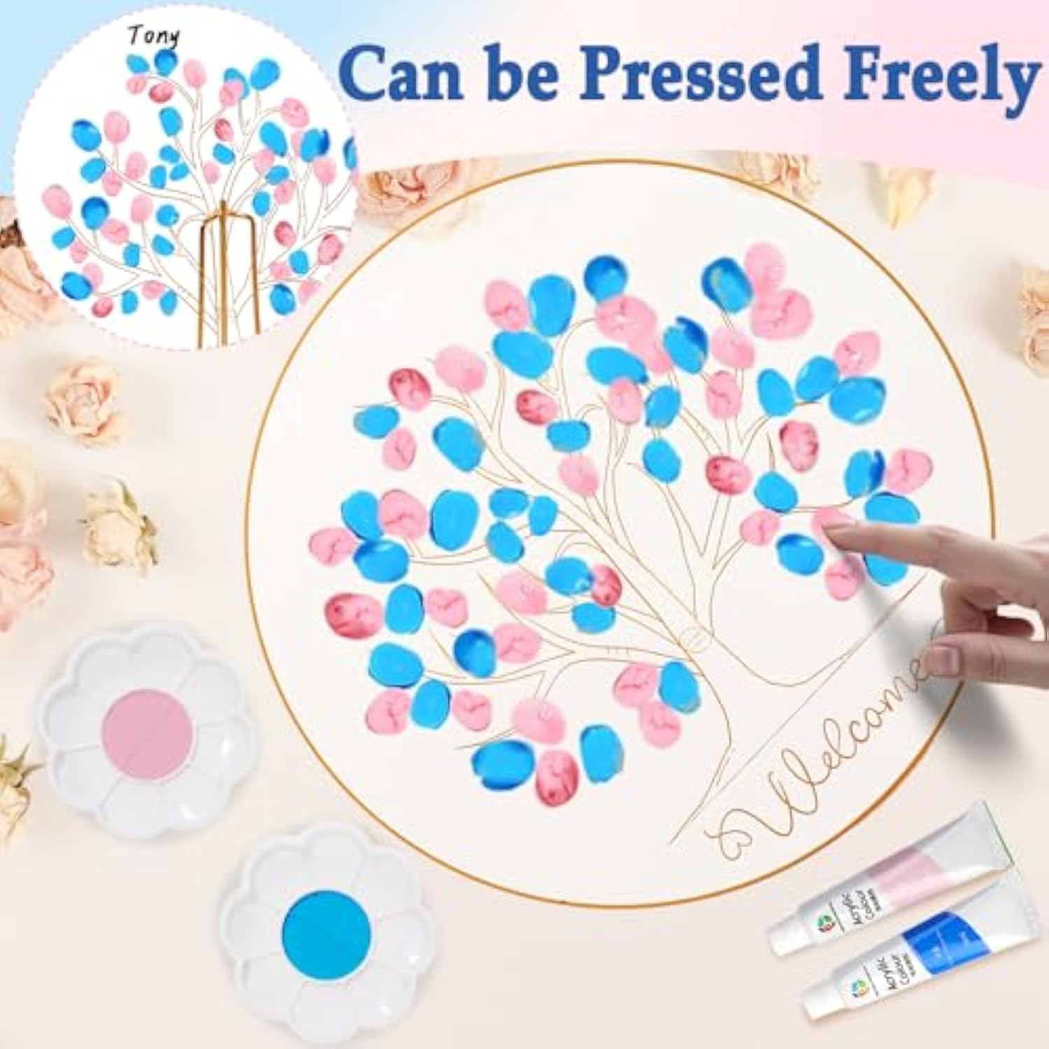 Gender Reveal Fingerprint Tree Guest Books, Gender Reveal Games, Boy Or Girl Gender Reveal Decorations Gift Idea, Baby Shower Party Supplies
